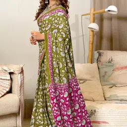 KALINI Ethnic Motifs Block Print Saree image 2
