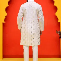 Jompers Men Embroidered Regular Sequinned Kurta with Pyjamas image 3