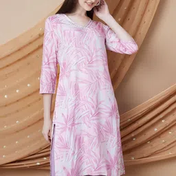 Melange by Lifestyle Floral Printed Thread Work Straight Kurta-picture-40