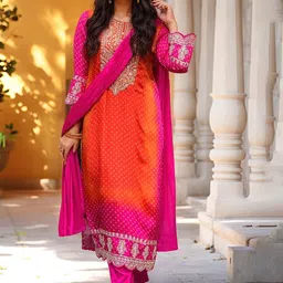 DIVASTRI Women Bandhani Printed Kurta with Trousers & Dupatta-14