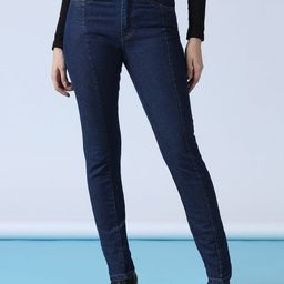 DressBerry Women High-Rise Light Fade Cotton Slim Fit Jeans-picture-1
