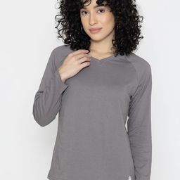 Bonjour Women Solid V-Neck T-shirt-picture-29