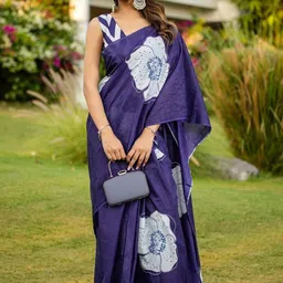 PEENGAX Floral Printed Pure Cotton Block Print Saree-picture-40