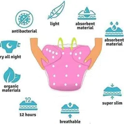 vsol Baby Cloth Diapers and Inserts/washable & reusable Diapers (Pack of 5)Multicolor image 2