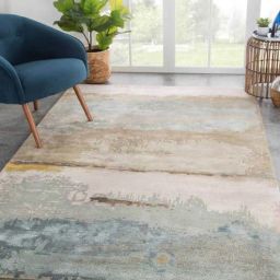 Blue Abstract Wool And Viscose 4 ft x 6 ft Hand Tufted Carpet by Jaipur Rugs-image-18