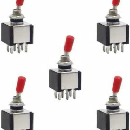 Toggle Switch 6 Pin 2 Way 3A/5A AC 250V/125V DPDT On Off, 250v for Guitar Car Electrical DIY Electronic Components Hobby Kit (Pack of 5) Electronic Components Electronic Hobby Kit-33