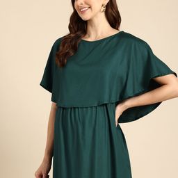 Mystere Paris Flared Sleeves Layered Maternity A-Line Maxi Dress-image-122
