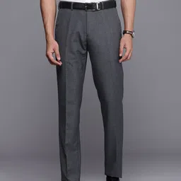 Raymond Men Self Design Textured Slim Fit Formal Trousers-image-46