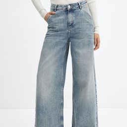 MANGO Women Wide Leg Heavy Fade Pure Cotton Jeans-picture-6