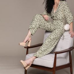 MANGO Printed Wrap Jumpsuit-22