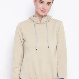 Belle Fille Women Beige Solid Hooded Sweatshirt-image-72