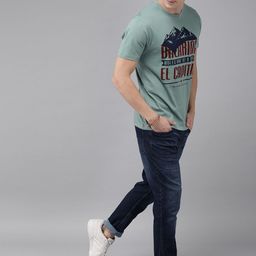 The Roadster Lifestyle Co Men Sea Green Graphic Printed Round Neck Pure Cotton T-shirt-image-78