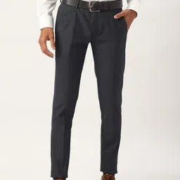 Peter England Men Checked Ultra Slim Fit Trousers-picture-12