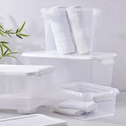 Home Centre Transparent Omnia Secure Storage Box with Lid-55