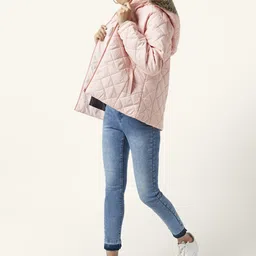 People Women Pink Hooded Sporty Jacket-image-11