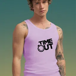 Uniplanet store Printed Round Neck Gym Vest UVM-TIME-OUT-PRPL-S-image-51
