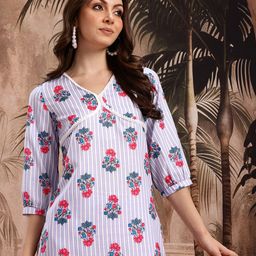 Floral Print Layered Kurta with Trousers-39