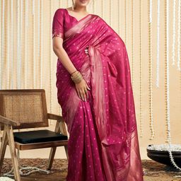 HERE&NOW Woven Design Zari Silk Blend Kanjeevaram Saree-28