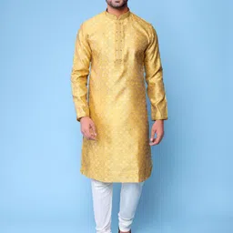 AURIK Men Regular Pure Silk Kurta with Pyjamas-picture-20
