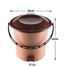 Kuber Industries Coffee-Brown 3 Pieces Pedal Dustbins With Handle-5 L Each image 5