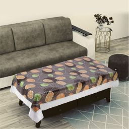 Dakshya Industries Purple Geometric Printed Waterproof Plastic 4-Seater Table Cover-24