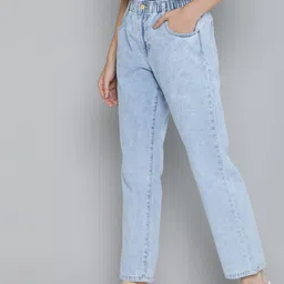 Mast & Harbour Women Blue Straight Fit High-Rise Stretchable Jeans-picture-13