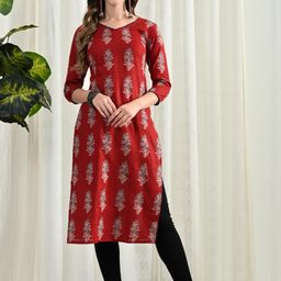 Glory Silk Women Ethnic Motifs Printed Block Print Kurta-image-11