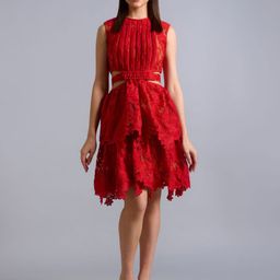 ZABELLA Lace Cut-Outs Fit & Flare Dress-image-27