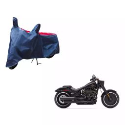 Auto Pearl Waterproof Two Wheeler Cover For Harley Davidson Fat Boy (Red & Blue)-image-7