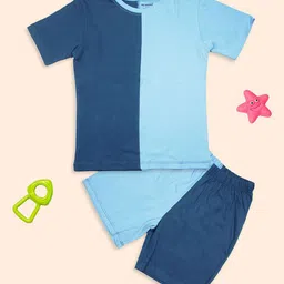 BE AWARA Kids Colourblocked Pure Cotton T-Shirt With Shorts-image-59