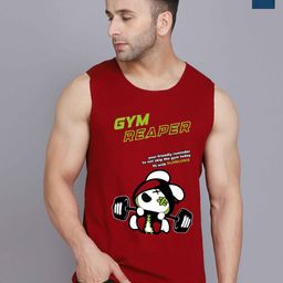 SLOWLORIS Pack Of 2 Printed Round Neck Bio-Wash Cotton Gym Vests-picture-9