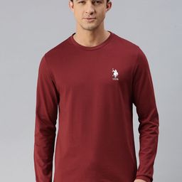 U.S. Polo Assn. Men Maroon Solid Lounge T-Shirt-image-76
