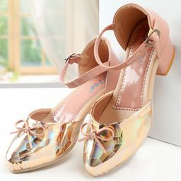 Tiny Bugs Bow Applique Diamond Design Gloss Finish  Ballerina Heels - Peach-picture-30