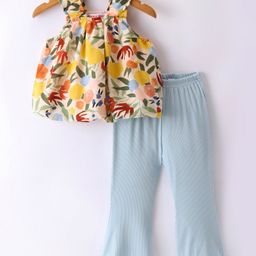 Kookie Kids Sleeveless Top & Pant Set Fruits Print - Multicolor-image-49