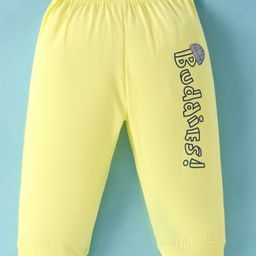 Taeko Single Jersey Knit Full Length Fleece & Woollen Pant with Text Print - Yellow-picture-18