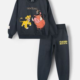 Nap Chief Lion King Printed Full Sleeves Pure Cotton Oversized Sweatshirt With Joggers Set - Black-picture-48