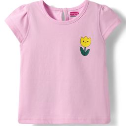 Babyhug Cotton Knit Half Sleeves T-Shirt with with Floral Print - Pink-image-124