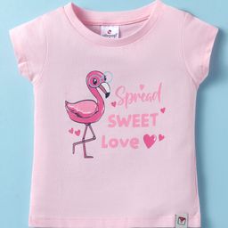 Ollypop Sinker Knit Half Sleeves T-Shirt With Spread Sweet Love Text Print - Pink-picture-15