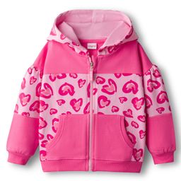 Babyhug Cotton Knit Full Sleeves Hooded Sweatjacket With Heart Print & Kangaroo Pockets - Pink-picture-7
