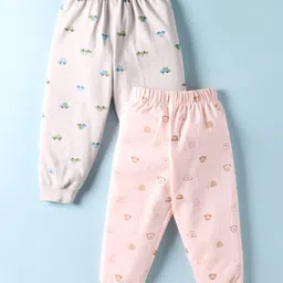 Pink Rabbit Interlock Knit Full Length Lounge Pants with Bear & Vehicle Print Pack of 2 - Peach-picture-28
