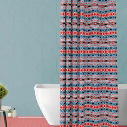 ArtzFolio Red and Blue Geometric Printed Waterproof Shower Curtain-29