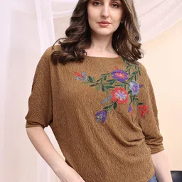 Kinjo Women Floral Printed Extended Sleeves Regular Top-picture-12