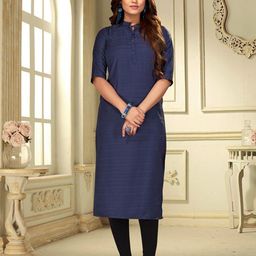 FASHION GALLERIA Striped Mandarin Collar Straight Kurta-image-41