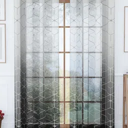 Story@home Black Set of 2 Geometric Sheer Door Curtain-image-43
