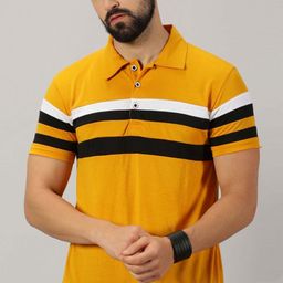 THE BEETEL HOUSE Men Striped Polo Collar T-shirt-picture-11