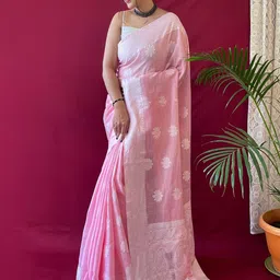 all about you Woven Design Pure Linen Kanjeevaram Saree-picture-49