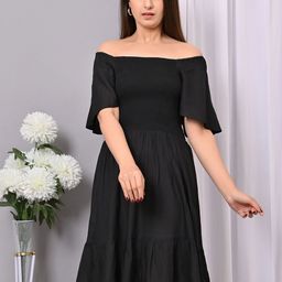 IQRAAR Flared Sleeve Fit & Flare Dress-picture-21