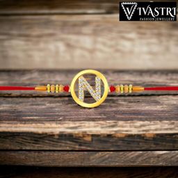 VIVASTRI 'N' Letter Beaded Thread Rakhi-image-80