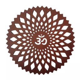 Folktail 12x12 inch Wooden Om Wall Hanging/Stickable Wall Decor Piece/Wall Art Brown, FT21-11