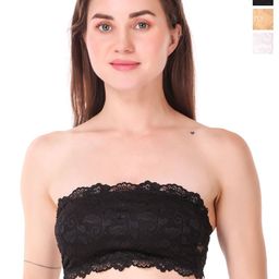 Piylu Women Pack of 3 Floral Bandeau Full Coverage Heavily Padded Bra-image-88
